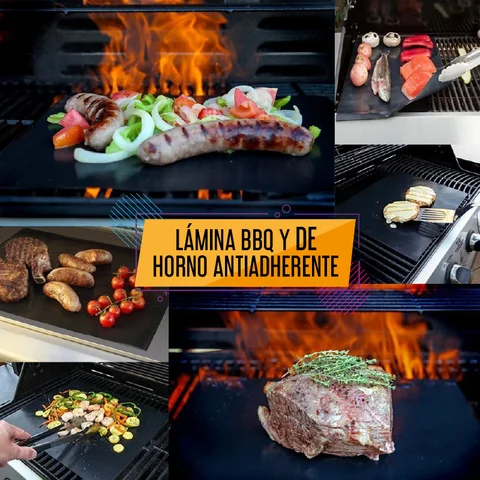 Juego de láminas antiadherentes para parrilla y/o barbacoa
