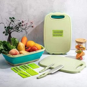 Multi Tabla De Cortar Plegable Con Colador, 9 en 1